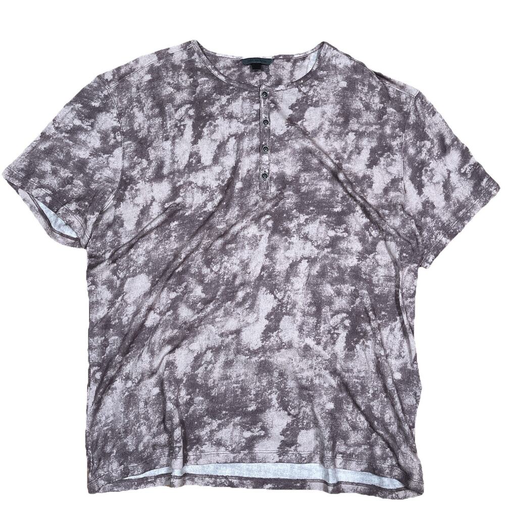 John Varvatos Short Sleeve Henley Bleach / Tie Dye T Shirt Size‎ XXL Pima Grunge